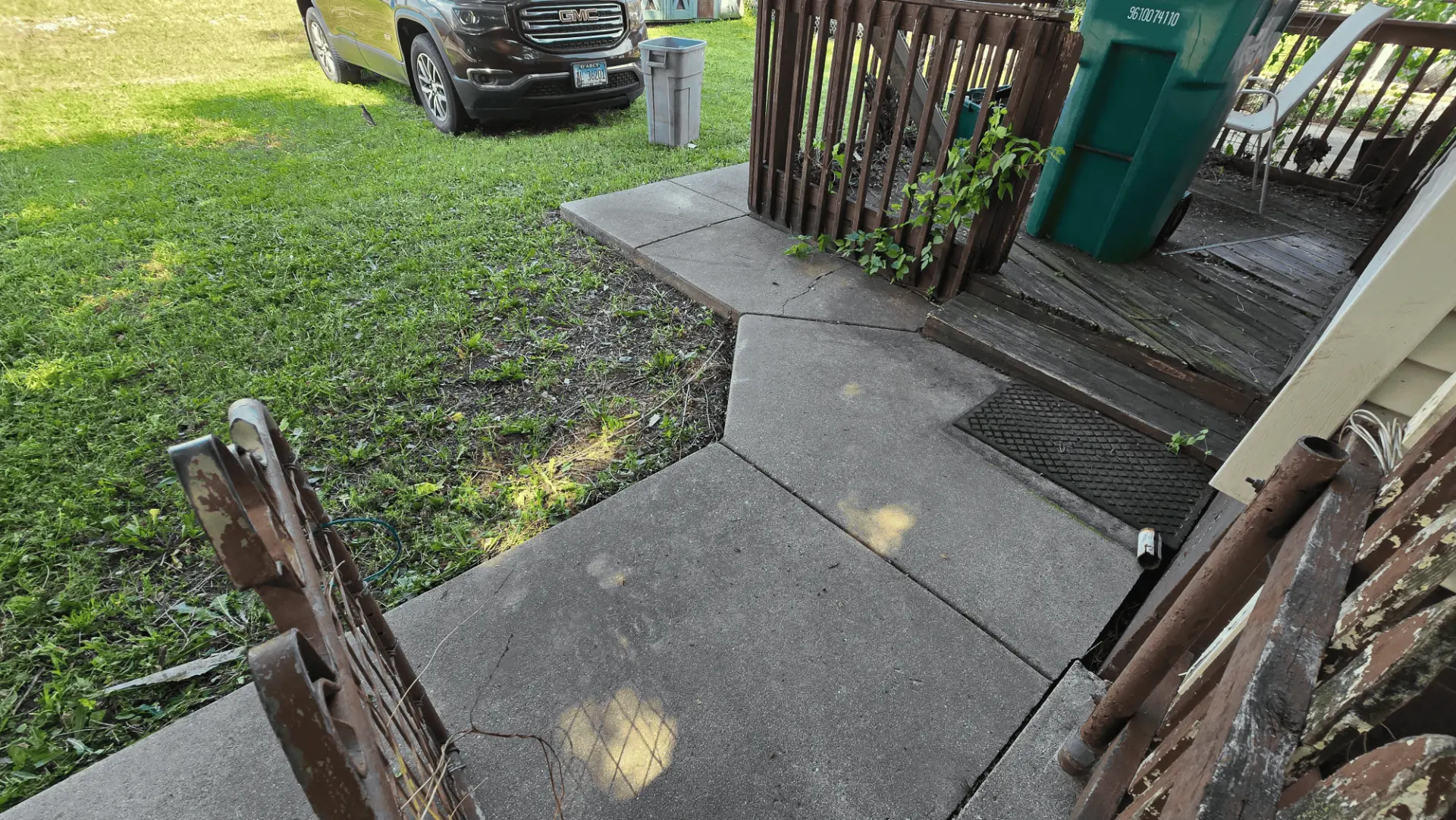 Cleared walkway and back steps after brush and debris removal